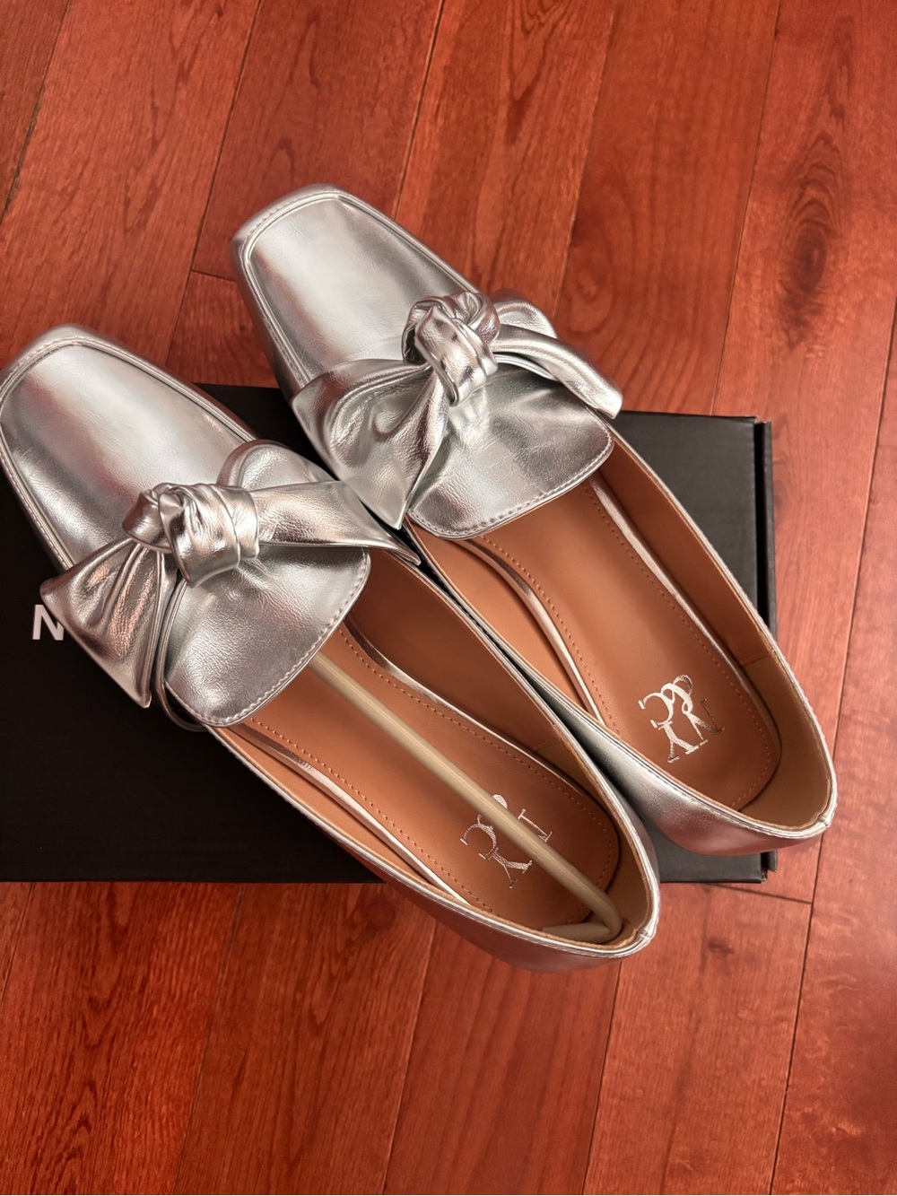 New York & Company Silver Bow Loafers